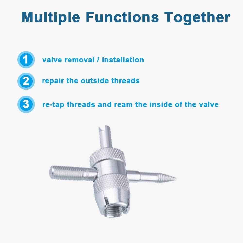 Tire Valve Stem Puller And Installer Kit 10Pc 4 Way Valve Core Remover Tool