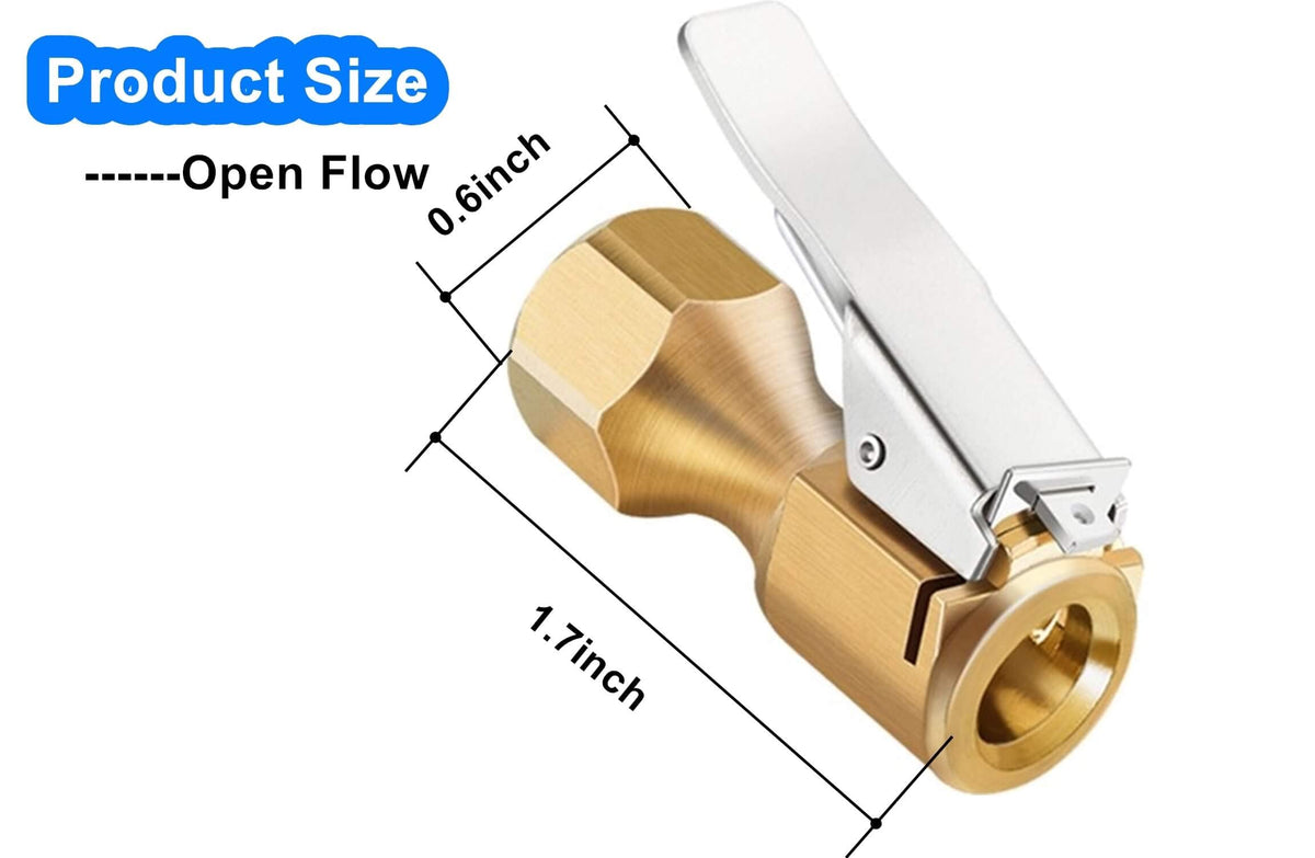 Brass Locking Tire Air Chuck With Clip Adapter 8mm Inlet For Car Truck Motorcycle Inflator