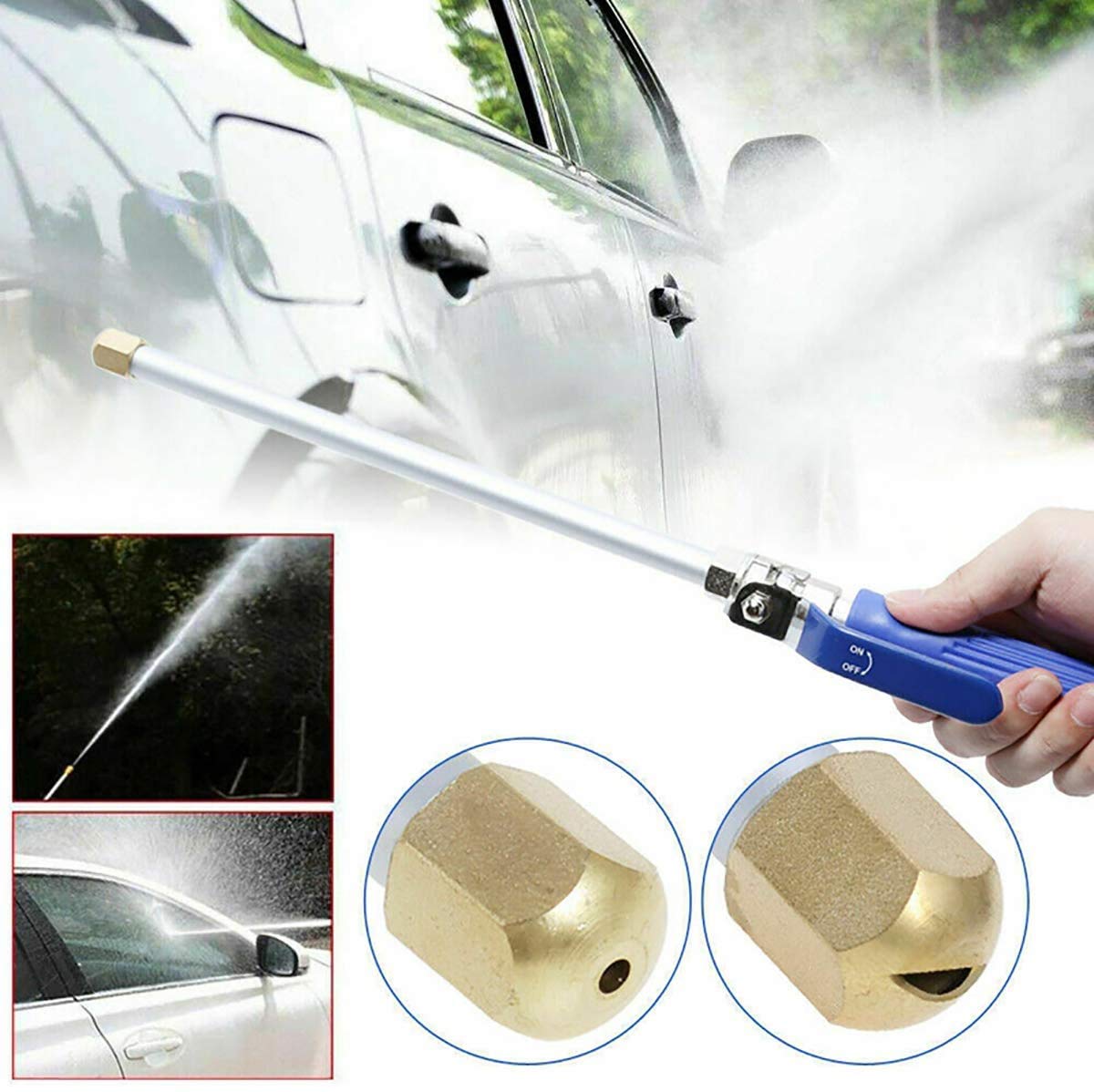 Washer Wand Attachment With Jet Nozzles For Gutter Patio Car Cleaning Blue