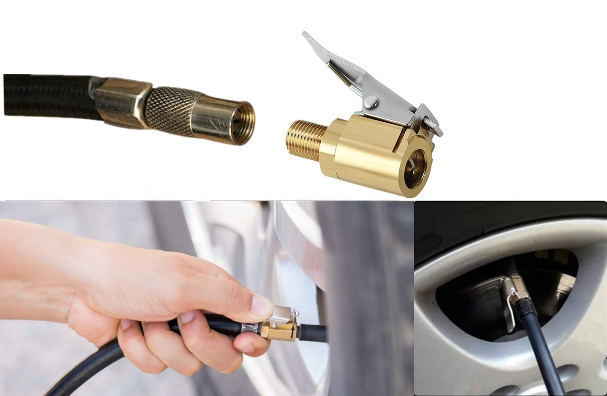 Brass Locking Tire Air Chuck With Clip Adapter 8mm Inlet For Car Truck Motorcycle Inflator