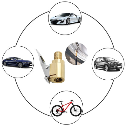 Brass Locking Tire Air Chuck With Clip Adapter 8mm Inlet For Car Truck Motorcycle Inflator