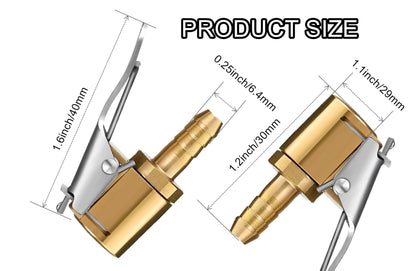 Brass Locking Tire Air Chuck With Clip Adapter 8mm Inlet For Car Truck Motorcycle Inflator