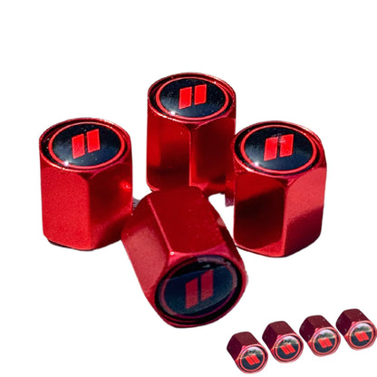 Red Aluminum Tire Valve Stem Caps For Tesla Models 3 S X Y Leakproof With Rubber O Rings 4 Pack