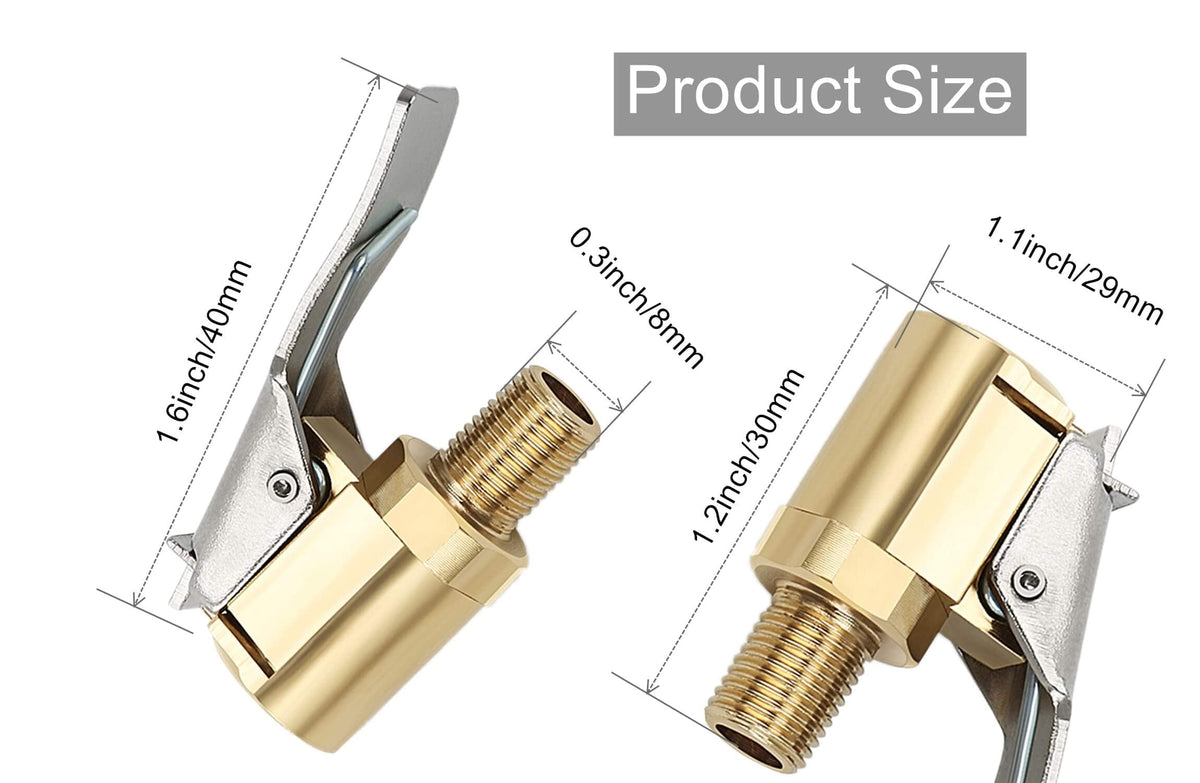 Brass Locking Tire Air Chuck With Clip Adapter 8mm Inlet For Car Truck Motorcycle Inflator