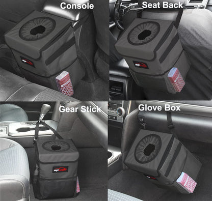 EPAuto Waterproof Car Trash Can With Lid And Storage Pockets 2.5 Gallon Black