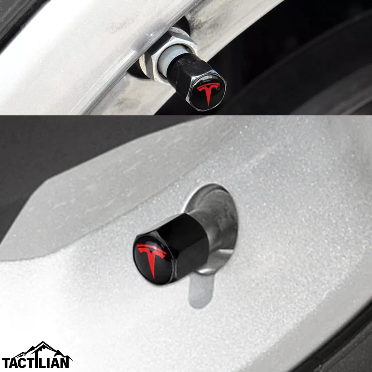Red Aluminum Tire Valve Stem Caps For Tesla Models 3 S X Y Leakproof With Rubber O Rings 4 Pack