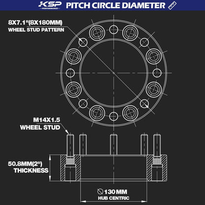 KSP 6x139.7mm Wheel Spacers 2in for Silverado Sierra Ram 1500 Lug Centric 108mm Hub Bore Black 4Pcs
