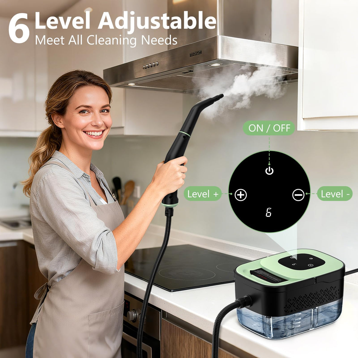 Portable Steam Cleaner With 16 Accessories, 15-Second Heat Up, Handheld For Home And Car Detailing