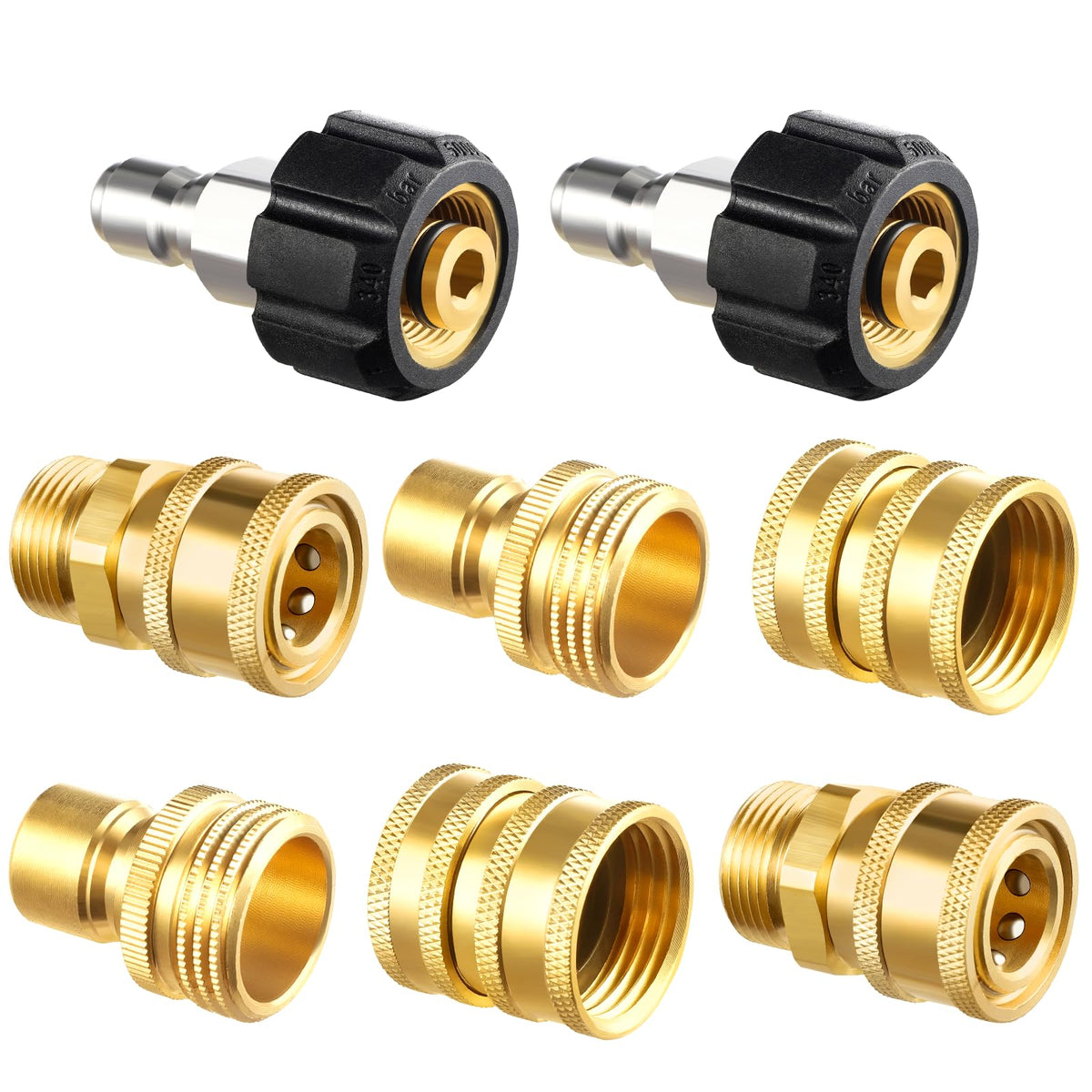 Pressure Washer Quick Disconnect Adapter Set M22 To 14mm Swivel To Three Eighths Inch Fittings
