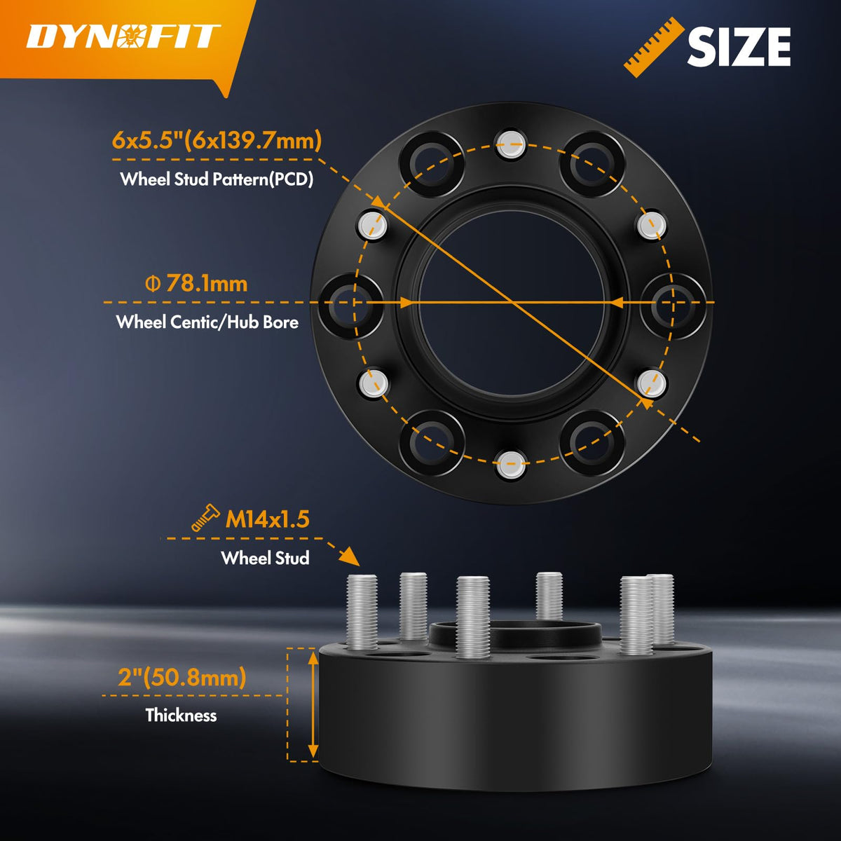 Dynofit 2 Inch Wheel Spacers 6x139.7 6x5.5 Forged Aluminum For Chevy GMC Silverado Ram 1500