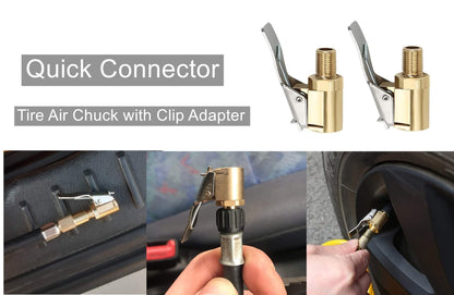 Brass Locking Tire Air Chuck With Clip Adapter 8mm Inlet For Car Truck Motorcycle Inflator