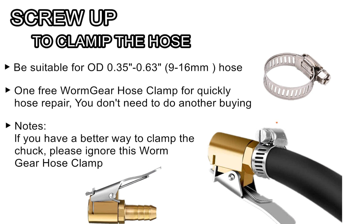Brass Locking Tire Air Chuck With Clip Adapter 8mm Inlet For Car Truck Motorcycle Inflator