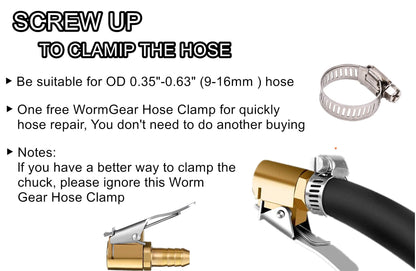 Brass Locking Tire Air Chuck With Clip Adapter 8mm Inlet For Car Truck Motorcycle Inflator