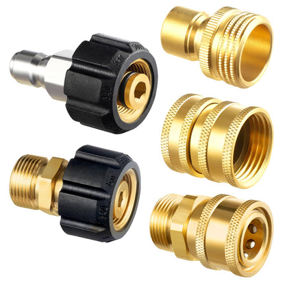 Pressure Washer Quick Disconnect Adapter Set M22 To 14mm Swivel To Three Eighths Inch Fittings