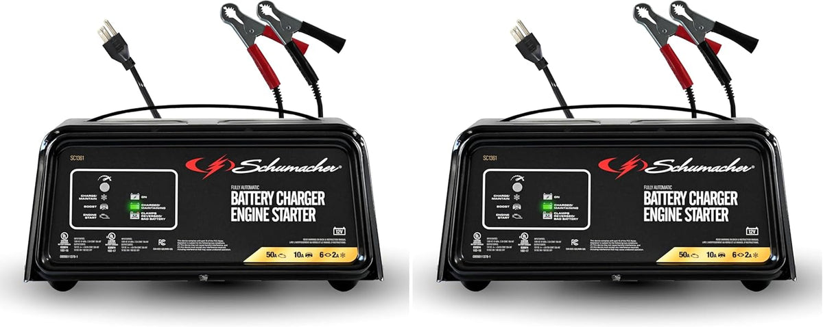 Schumacher SC1361 12V Fully Automatic Battery Charger Maintainer 50A 6A 2A 10A Modes For Cars RVs