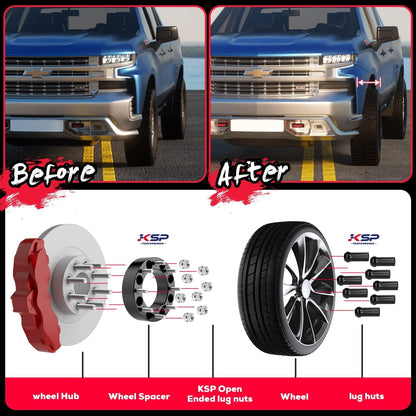 KSP 6x139.7mm Wheel Spacers 2in for Silverado Sierra Ram 1500 Lug Centric 108mm Hub Bore Black 4Pcs