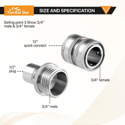 Pressure Washer Quick Disconnect Adapter Set M22 To 14mm Swivel To Three Eighths Inch Fittings