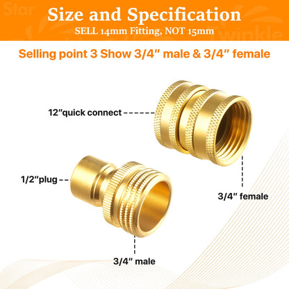 Pressure Washer Quick Disconnect Adapter Set M22 To 14mm Swivel To Three Eighths Inch Fittings