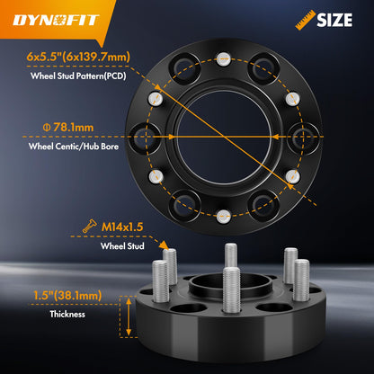 Dynofit 2 Inch Wheel Spacers 6x139.7 6x5.5 Forged Aluminum For Chevy GMC Silverado Ram 1500