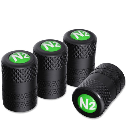 Black Anodized Aluminum Tire Valve Stem Caps Set, 4 Pack, Universal Fit Cars Trucks SUVs Motorcycles