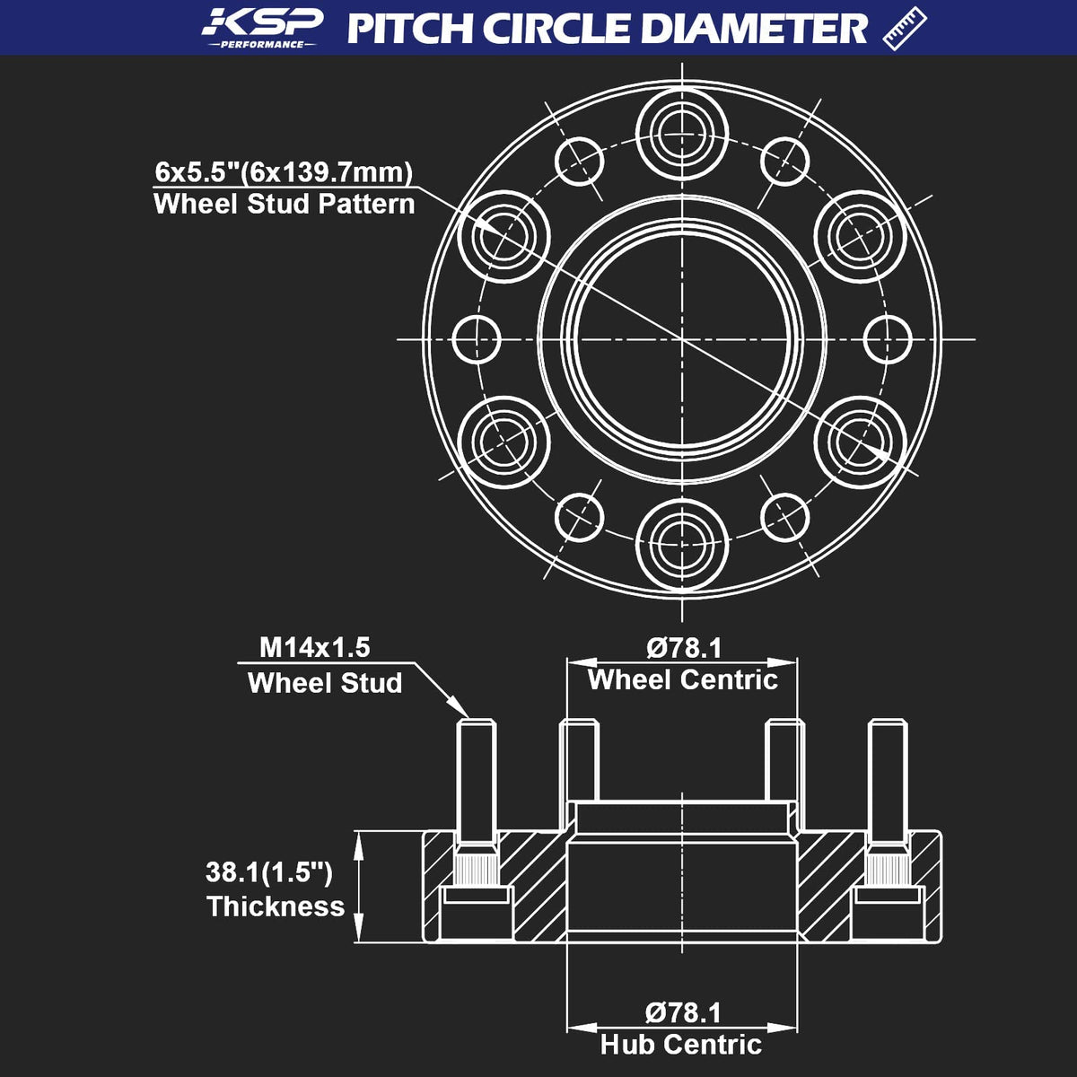 KSP 6x139.7mm Wheel Spacers 2in for Silverado Sierra Ram 1500 Lug Centric 108mm Hub Bore Black 4Pcs