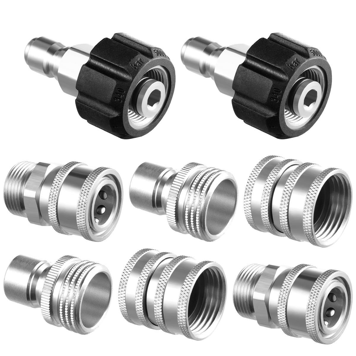 Pressure Washer Quick Disconnect Adapter Set M22 To 14mm Swivel To Three Eighths Inch Fittings