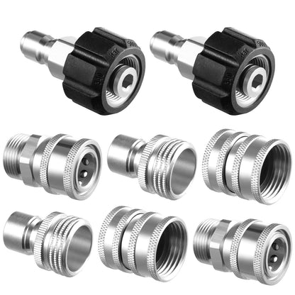 Pressure Washer Quick Disconnect Adapter Set M22 To 14mm Swivel To Three Eighths Inch Fittings