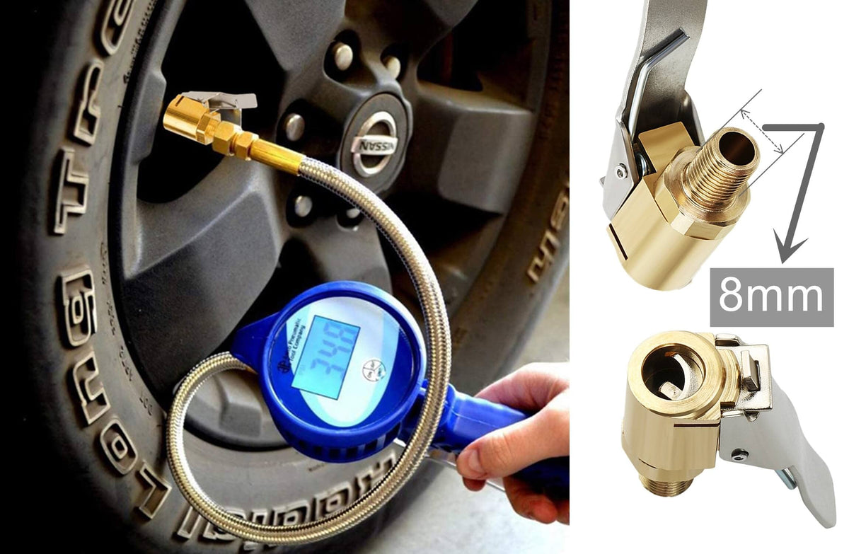 Brass Locking Tire Air Chuck With Clip Adapter 8mm Inlet For Car Truck Motorcycle Inflator