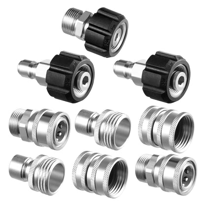Pressure Washer Quick Disconnect Adapter Set M22 To 14mm Swivel To Three Eighths Inch Fittings