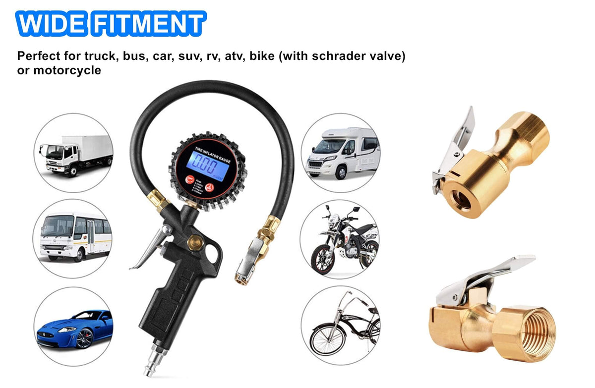 Brass Locking Tire Air Chuck With Clip Adapter 8mm Inlet For Car Truck Motorcycle Inflator