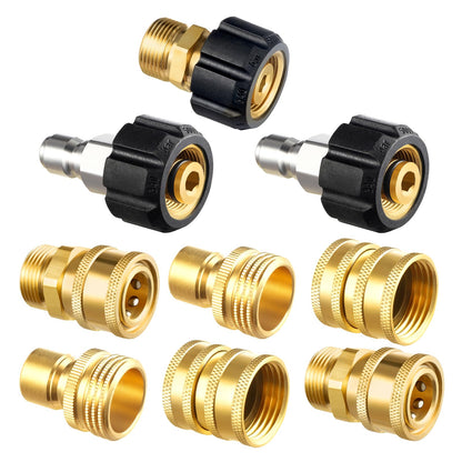 Pressure Washer Quick Disconnect Adapter Set M22 To 14mm Swivel To Three Eighths Inch Fittings