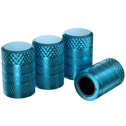 Black Anodized Aluminum Tire Valve Stem Caps Set, 4 Pack, Universal Fit Cars Trucks SUVs Motorcycles
