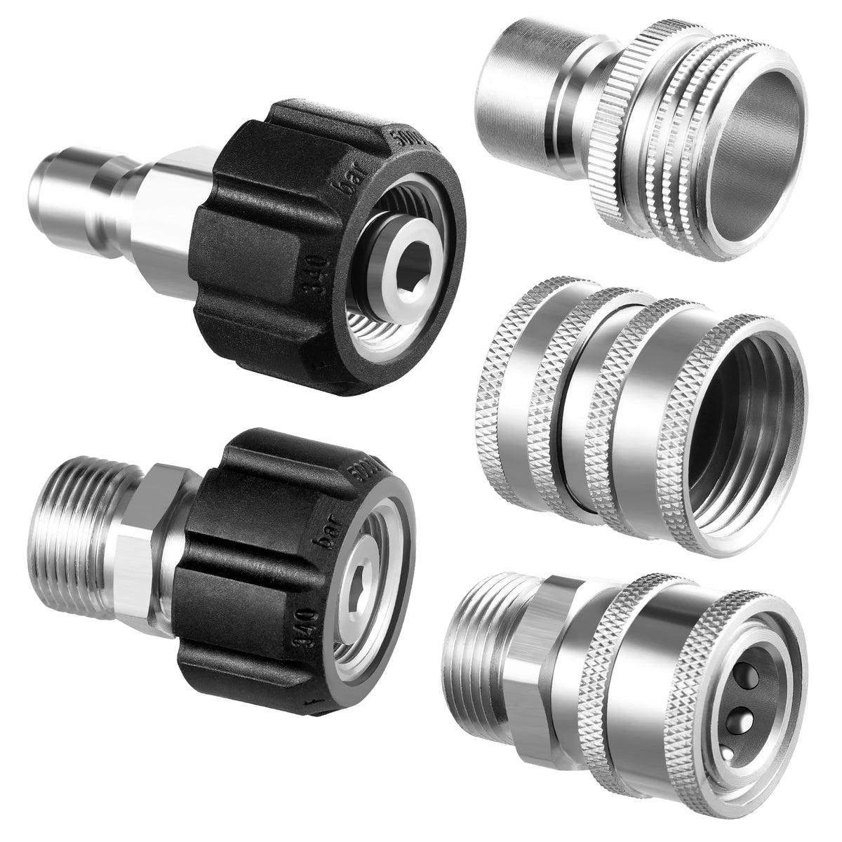 Pressure Washer Quick Disconnect Adapter Set M22 To 14mm Swivel To Three Eighths Inch Fittings
