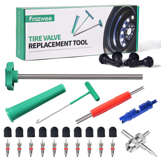 Automotive Tire Valve Stem Core Replacement Kit With Remover Tools 12 Stems 10 Cores