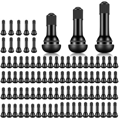 Tire Valve Stems Rubber Snap-In Tubeless Black 0.453 Inch Rim Hole For Standard Car Tires 150 Pack