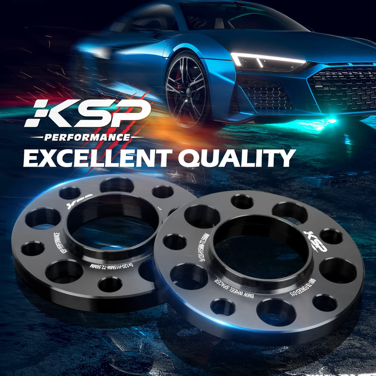 KSP 5x112 Wheel Spacers 12mm Thick Hubcentric 66mm Bore Forged Aluminum Set of 2 for Audi 2019