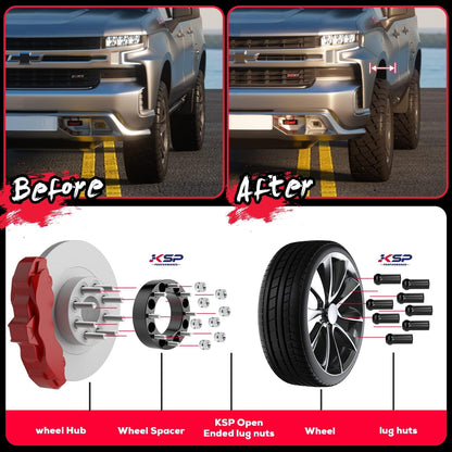 KSP 6x139.7mm Wheel Spacers 2in for Silverado Sierra Ram 1500 Lug Centric 108mm Hub Bore Black 4Pcs