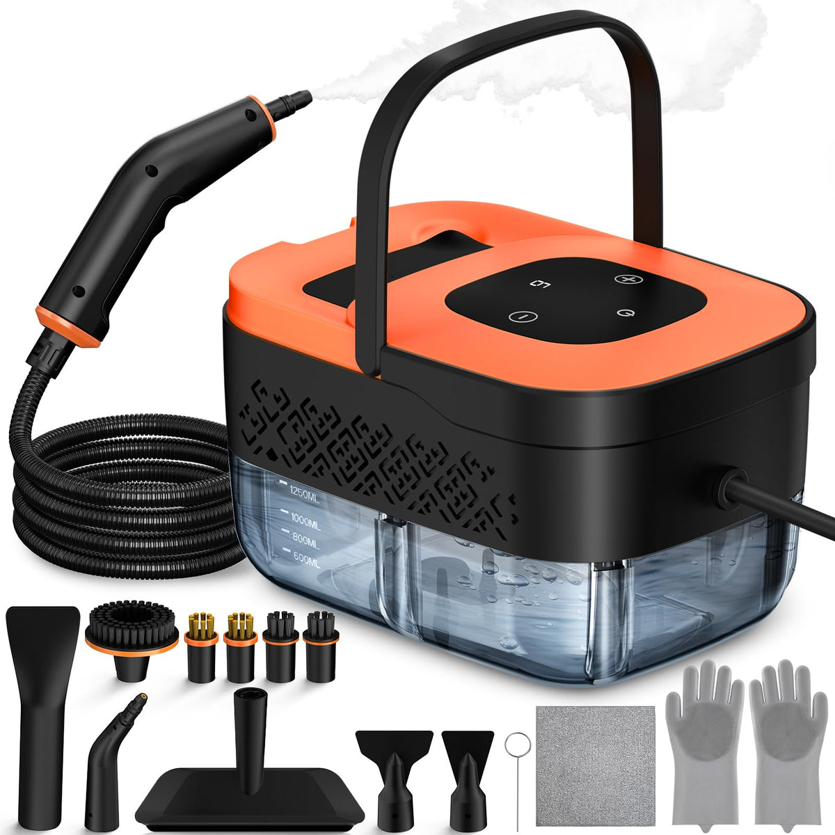 Portable Steam Cleaner With 16 Accessories, 15-Second Heat Up, Handheld For Home And Car Detailing