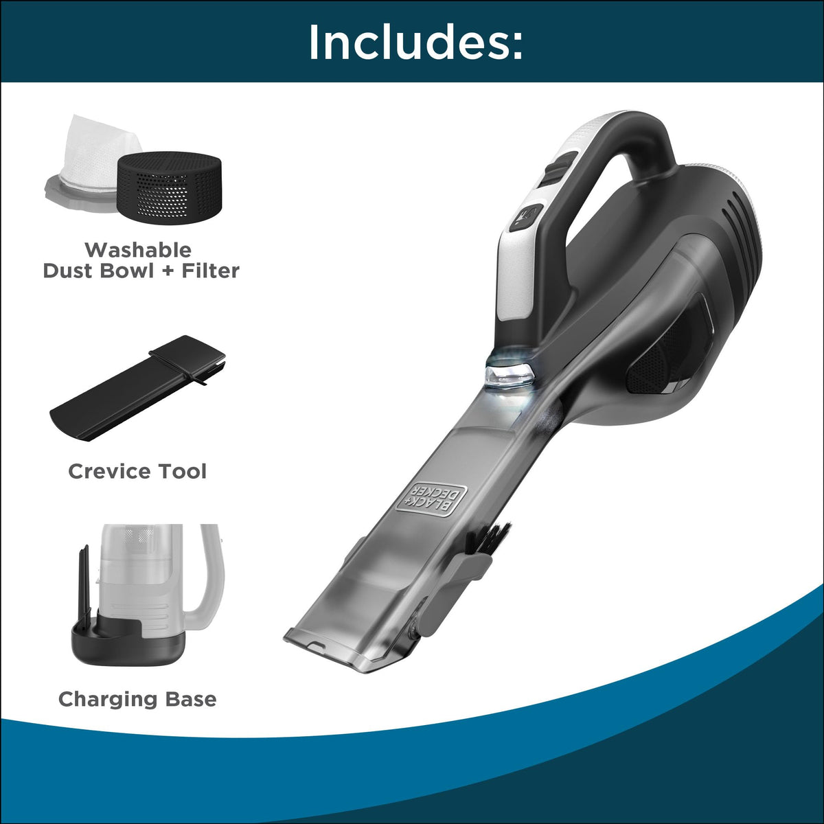 Black Decker Dustbuster Compact Cordless Handheld Vacuum Car Rotating Nozzle Crevice Tool