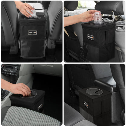 Beicarin Car Trash Can With Lid 2.6 Gal Leakproof Collapsible SUV Truck Van Organizer