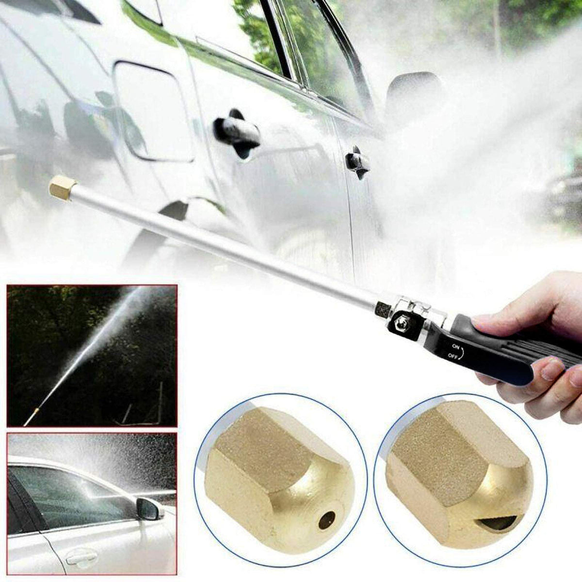 Washer Wand Attachment With Jet Nozzles For Gutter Patio Car Cleaning Blue