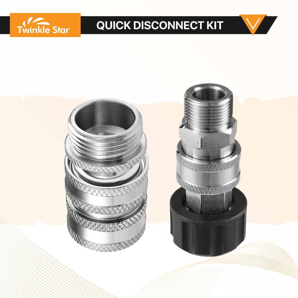 Pressure Washer Quick Disconnect Adapter Set M22 To 14mm Swivel To Three Eighths Inch Fittings