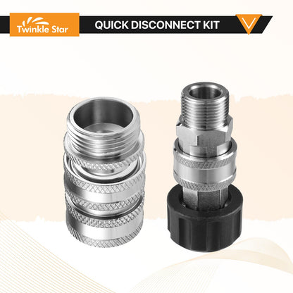 Pressure Washer Quick Disconnect Adapter Set M22 To 14mm Swivel To Three Eighths Inch Fittings