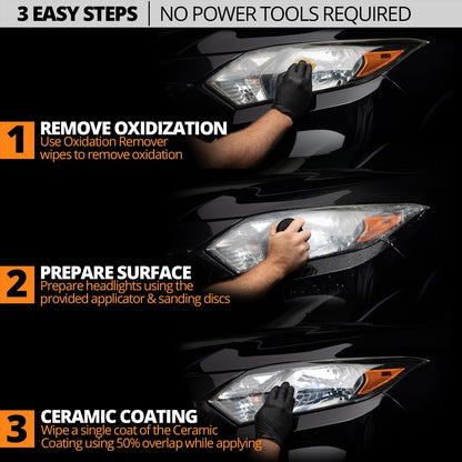 Cerakote Ceramic Headlight Restoration Kit 10 Wipes No Tools Required Long Lasting Shine