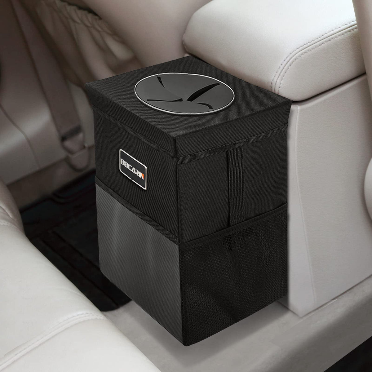 Beicarin Car Trash Can With Lid 2.6 Gal Leakproof Collapsible SUV Truck Van Organizer