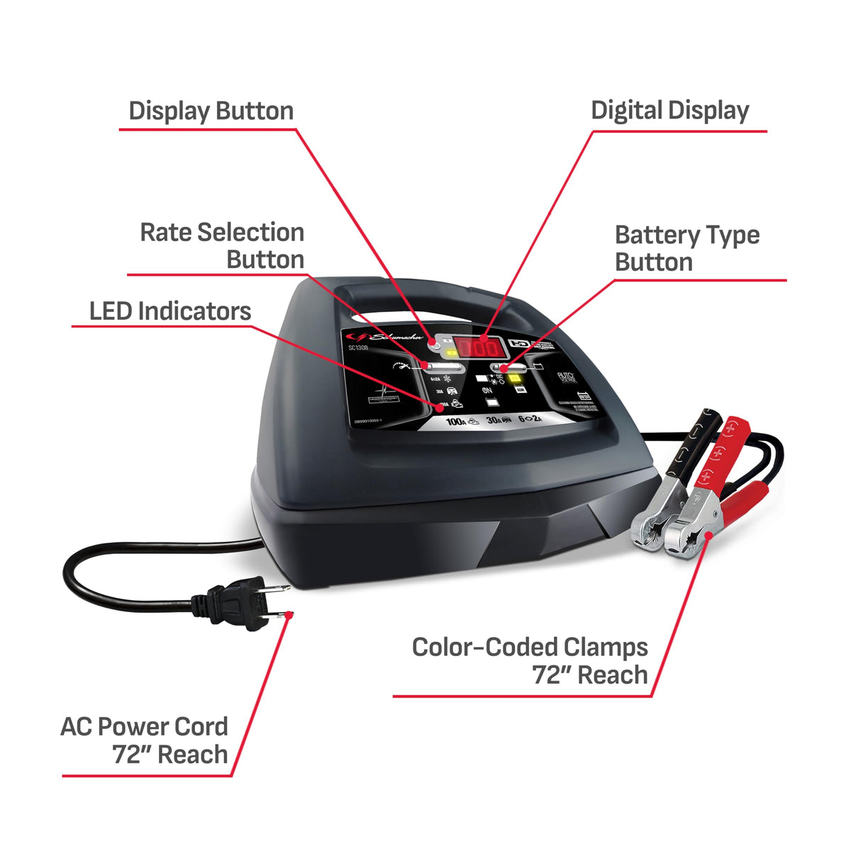 Schumacher 6V 12V Battery Charger And 100A Engine Starter 5 In 1 Maintainer 6A 30A Boost