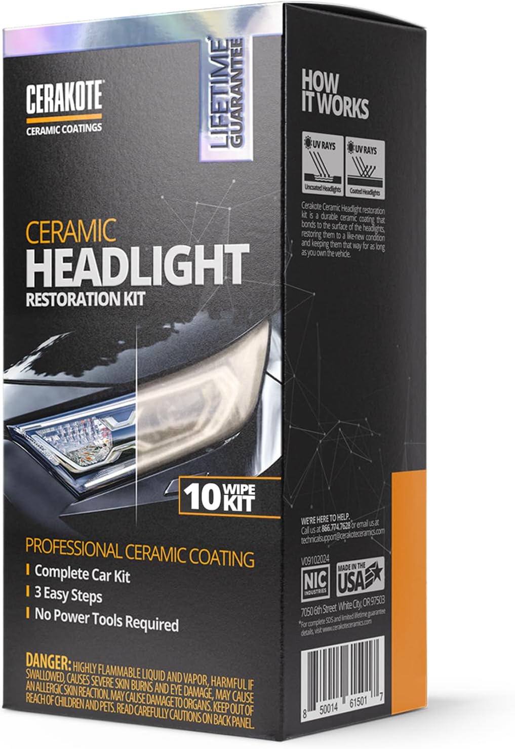 Cerakote Ceramic Headlight Restoration Kit 10 Wipes No Tools Required Long Lasting Shine