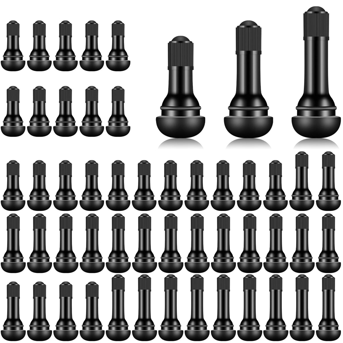 Tire Valve Stems Rubber Snap-In Tubeless Black 0.453 Inch Rim Hole For Standard Car Tires 150 Pack