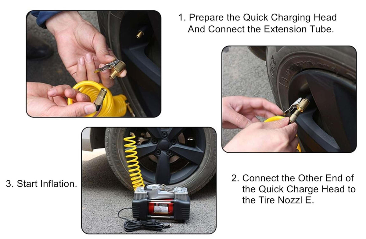 Brass Locking Tire Air Chuck With Clip Adapter 8mm Inlet For Car Truck Motorcycle Inflator