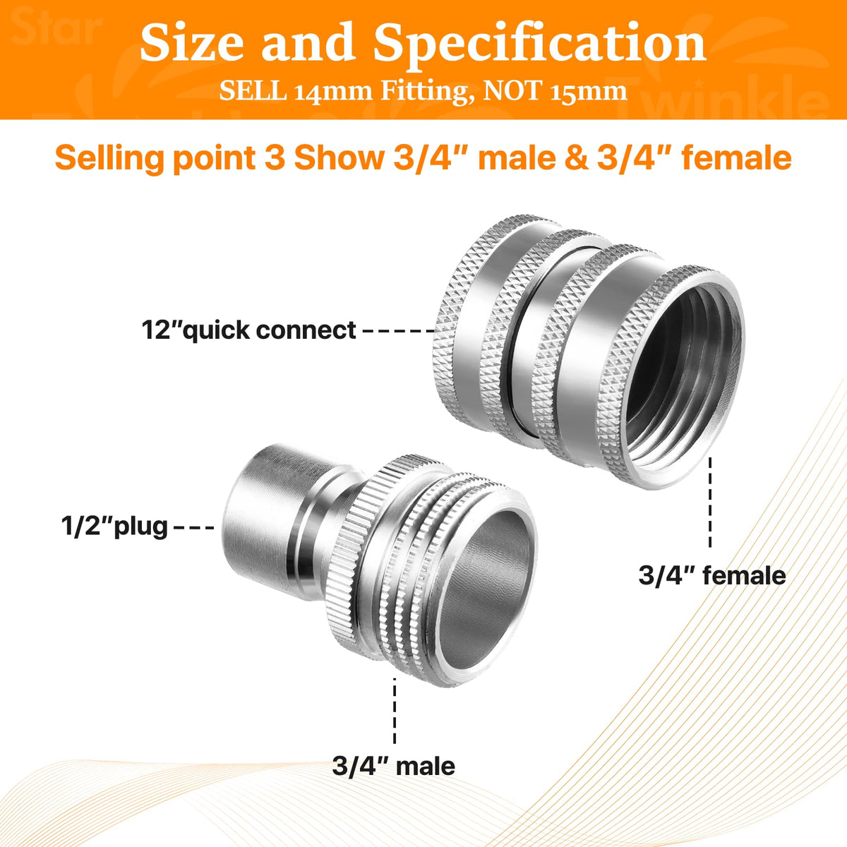 Pressure Washer Quick Disconnect Adapter Set M22 To 14mm Swivel To Three Eighths Inch Fittings